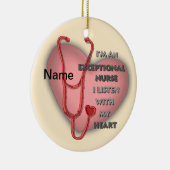 Rode hart uitzonderlijke verpleegkundige keramisch ornament (Rechts)