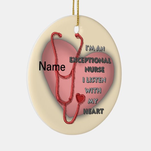 Rode hart uitzonderlijke verpleegkundige keramisch ornament (Rechts)