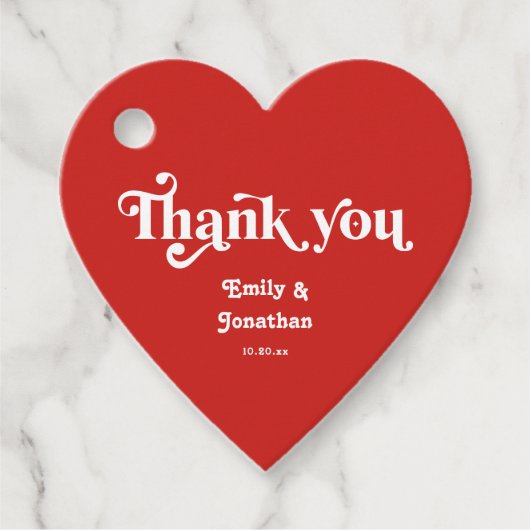 Rode Hart Valentijn Bruiloft Bedankjes Labels (Voorkant)