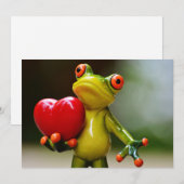 Rode Hart Valentijn Groene Kikker Feestdagenkaart (Voorkant / Achterkant)