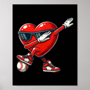 Rode Hart Valentijn Spelen Baseball Dabbing Peuter Poster