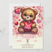 Rode Hart Valentijn Teddy Bear Baby shower Kaart (Voorkant)