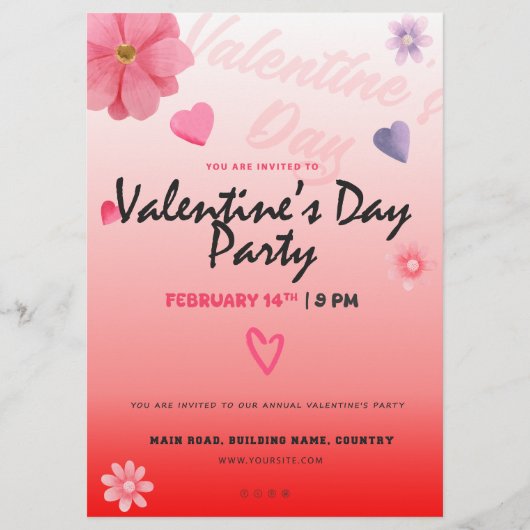 Rode Hart Valentijnsdag Flyers (Voorkant)