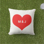 Rode Hart Valentijnsdag Monogram Eerste Letters Aa Buitenkussen (Gras)
