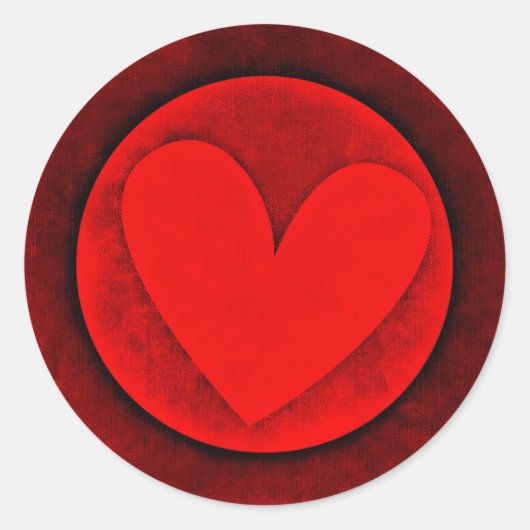 Rode Hart Valentijnsdag Ronde Sticker (Voorkant)