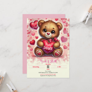 Rode Hart Valentijnsdag Teddybeer Baby Shower Kaart
