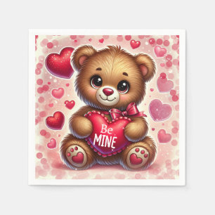Rode Hart Valentijnsdag Teddybeer Verjaardagsfeest Servet