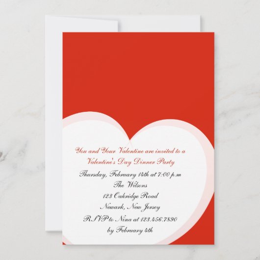 Rode Hart Valentijnsdag Uitnodiging (Voorkant)