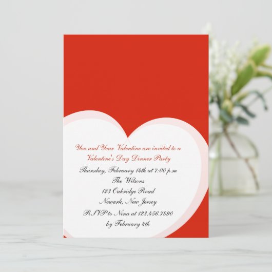 Rode Hart Valentijnsdag Uitnodiging (Staand voorkant)