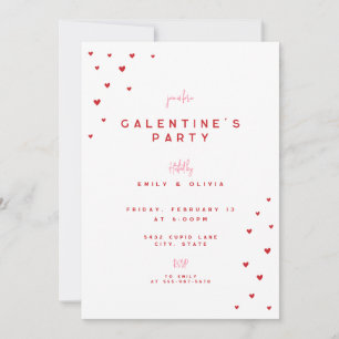 Rode Hart Valentijnskaart Galentines Feest Uitnodi Kaart