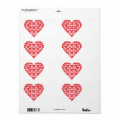 Rode HART van het hart Etiket (Full Sheet)