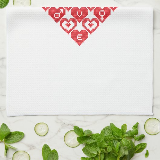 Rode HART van het hart Theedoek (Gevouwen)