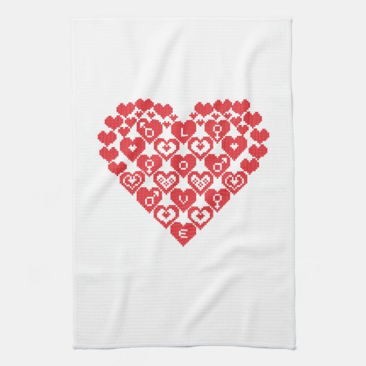 Rode HART van het hart Theedoek (Verticaal)