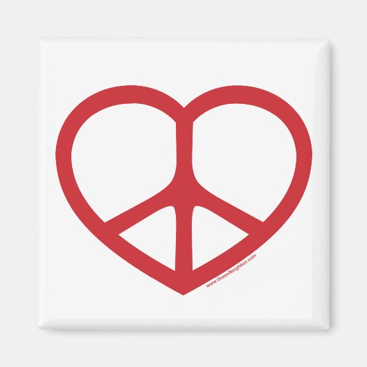 Rode Hart van Liefde, Vredesteken Magneet (Voorkant)