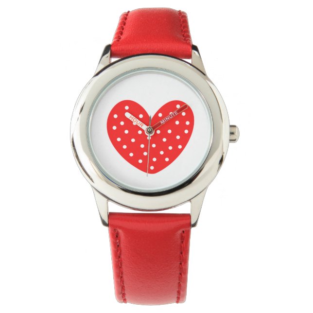 Rode Hart van Liefde, Witte Achtergrond  Horloge (Voorkant)