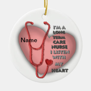 Rode Hart Verpleegkundige Langdurige Zorg Keramisch Ornament