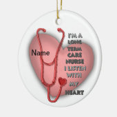 Rode Hart Verpleegkundige Langdurige Zorg Keramisch Ornament (Links)