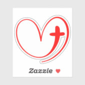 Rode Hart Verstrengeld Met Een Kruis Sticker (Vel)