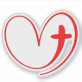 Rode Hart Verstrengeld Met Een Kruis Sticker (Voorkant)