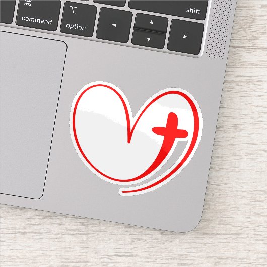 Rode Hart Verstrengeld Met Een Kruis Sticker (Detail)