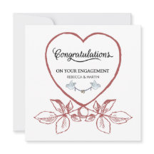 Rode Hart Vintage Bloem Kunst Verlovingskaart