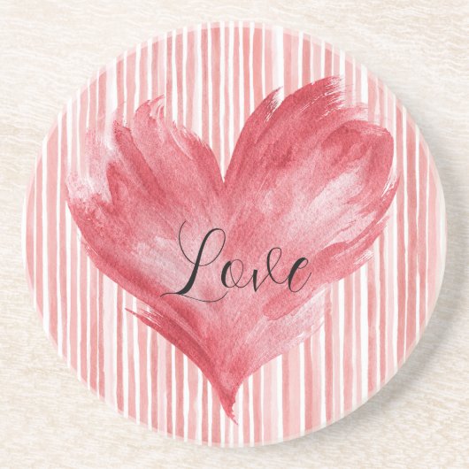 Rode Hart Vlammende Liefde Zandsteen Onderzetter (Voorkant)