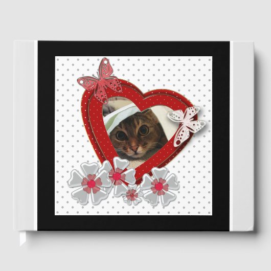 Rode hart vlinder bloemen Valentijnsdag liefde wij Gastenboek (Voorkant)