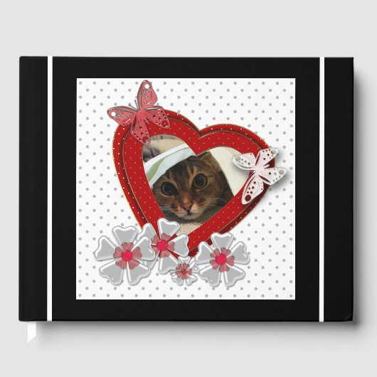 Rode hart vlinder bloemen Valentijnsdag liefde wij Gastenboek (Voorkant)