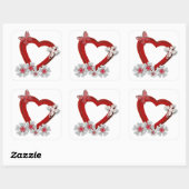 Rode hart vlinder bloemen Valentijnsdag liefde wij Vierkante Sticker (Vel)