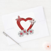 Rode hart vlinder bloemen Valentijnsdag liefde wij Vierkante Sticker (Envelop)