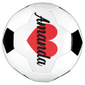 Rode hart voetbal met aangepaste naam (Gedraaid)