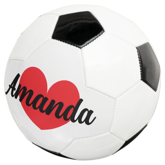 Rode hart voetbal met aangepaste naam (Drie kwart)