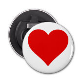 Rode Hart Vorm Liefde Klassiek Eenvoudig Minimalis Button Flesopener (Voorkant)