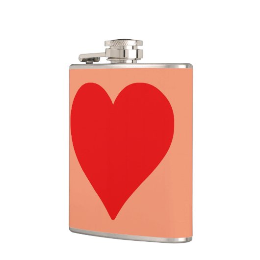 Rode Hart Vorm Liefde Klassiek Eenvoudig Minimalis Heupfles (Links)