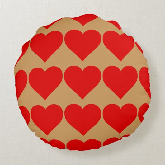 Rode Hart Vorm Liefde Klassiek Eenvoudig Minimalis Rond Kussen (Achterkant)