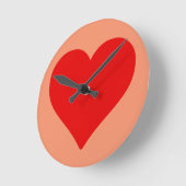 Rode Hart Vorm Liefde Klassiek Eenvoudig Minimalis Ronde Klok (Hoek)