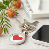 Rode Hart Vorm Liefde Klassiek Eenvoudig Minimalis Sleutelhanger (Zijkant)