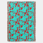 Rode Hart Vormen Patroon in Levendig Turkoois Deken (Voorkant Verticaal)