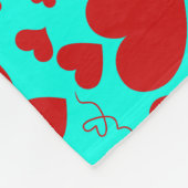 Rode Hart Vormen Patroon in Levendig Turkoois Fleece Deken (Hoek)