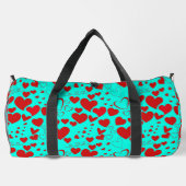 Rode Hart Vormen Patroon in Levendig Turkoois Plunjezak (Achterkant)