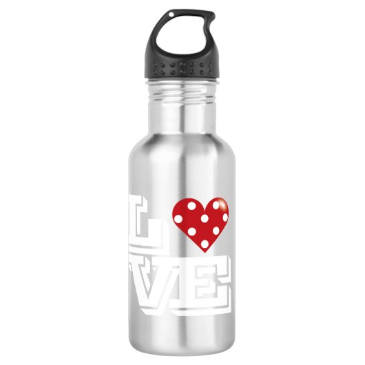 Rode Hart w / polka dots LOVE Waterfles (Voorkant)