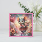 Rode Hart Waterverf Valentijn Mouse Christelijk Feestdagenkaart (Staand voorkant)