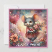 Rode Hart Waterverf Valentijn Mouse Christelijk Feestdagenkaart (Voorkant)