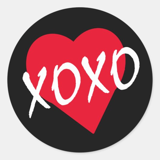 Rode Hart XOXO Valentijnsdag Eenvoudige Classic Ronde Sticker (Voorkant)