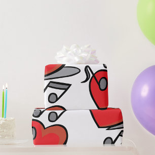 Rode Hart Zingende Muzieknotaties Cadeaupapier