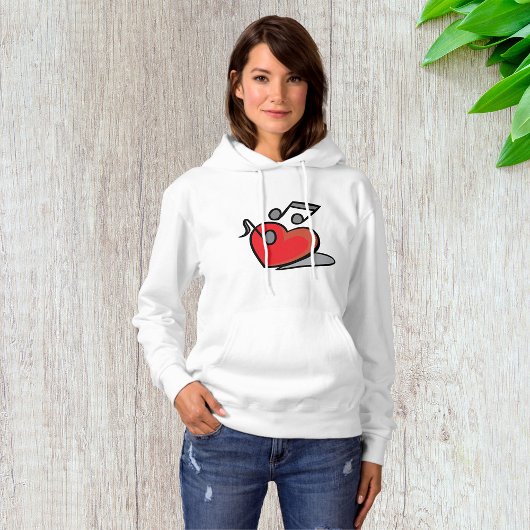 Rode Hart Zingende Muzieknoten Hoodie