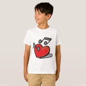 Rode Hart Zingende Muzieknoten T-shirt (Voorkant volledig)