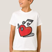 Rode Hart Zingende Muzieknoten T-shirt (Voorkant)