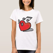 Rode Hart Zingende Muzieknoten T-shirt (Voorkant)