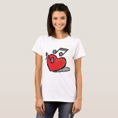 Rode Hart Zingende Muzieknoten T-shirt (Voorkant volledig)